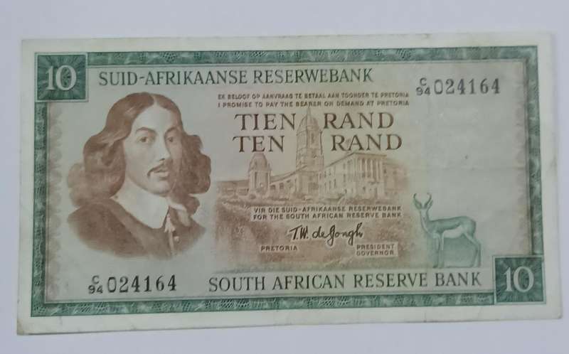 Republic Of South Africa - Ten Rand Afrikaans / English, springbok water mark (C94)024164