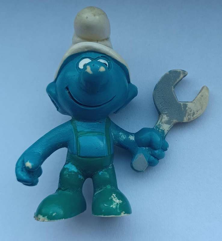 Mechanic Smurf ~ Peyo Schleich ~ Vintage 80's