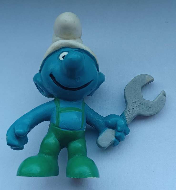 Mechanic Smurf  ~ Peyo Schleich ~ Vintage 80's