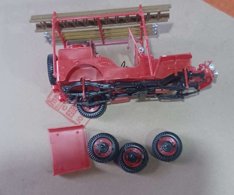 Plastic kit car - old fire engine.