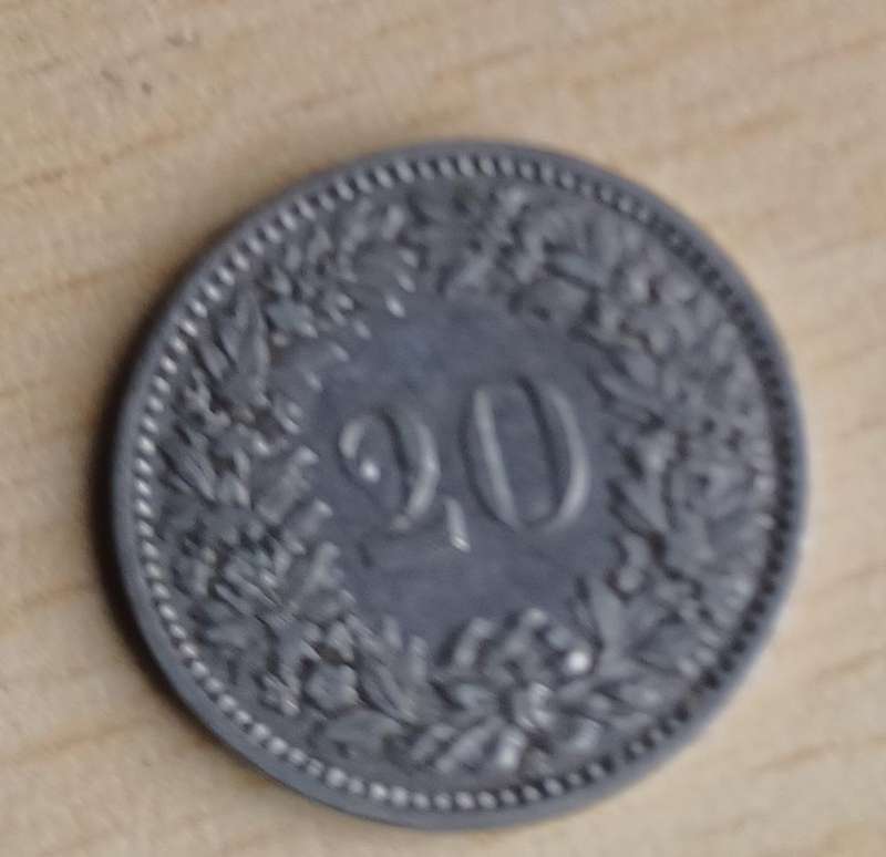 1901 Swiss 20 Rappen coin