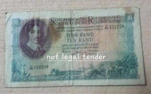 Republic Of South Africa - R10 , Afrikaans / English , Van Riebeeck water mark (C26)132239
