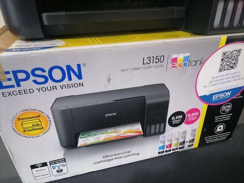 EPSON L3150 INK TANK PRINTER WITH CABLES IN BOX*ORANGE LIGHTS FLASHING*