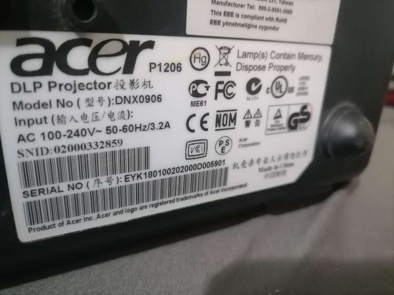 *TOP QUALITY ACER P1 SERIES P1206 3D READY 2500 LUMENS PROJECTOR WITH POWER CORD*