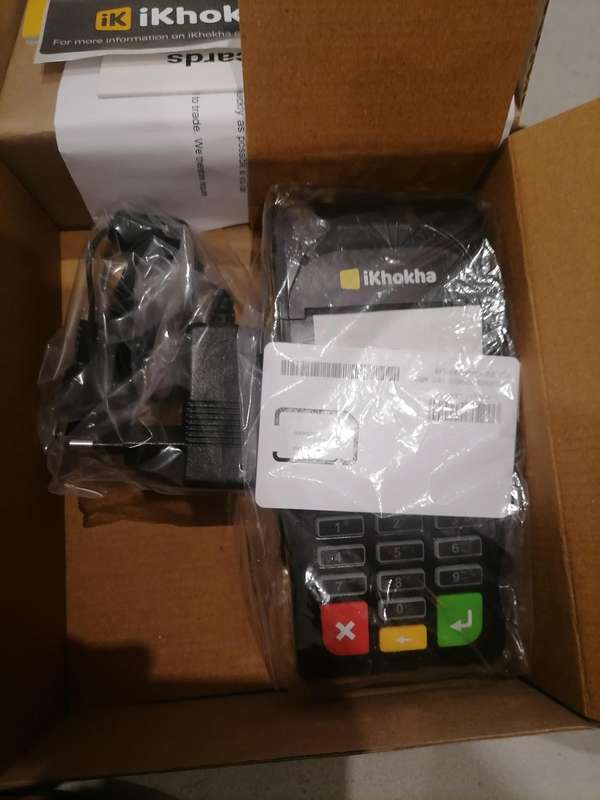 Brand new iKhokha Shaker Solo SIM AIO card machine, mobile unit, with charger, stickers.