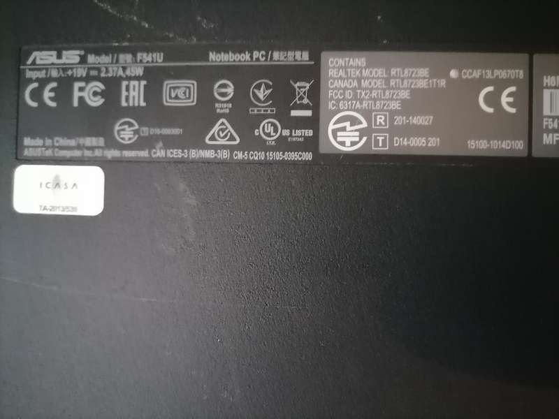 ASUS F541UA Intel 7th Gen Kabylake Core i7-7500U *NO CHARGER, NOT TESTED*SOLD AS IS*