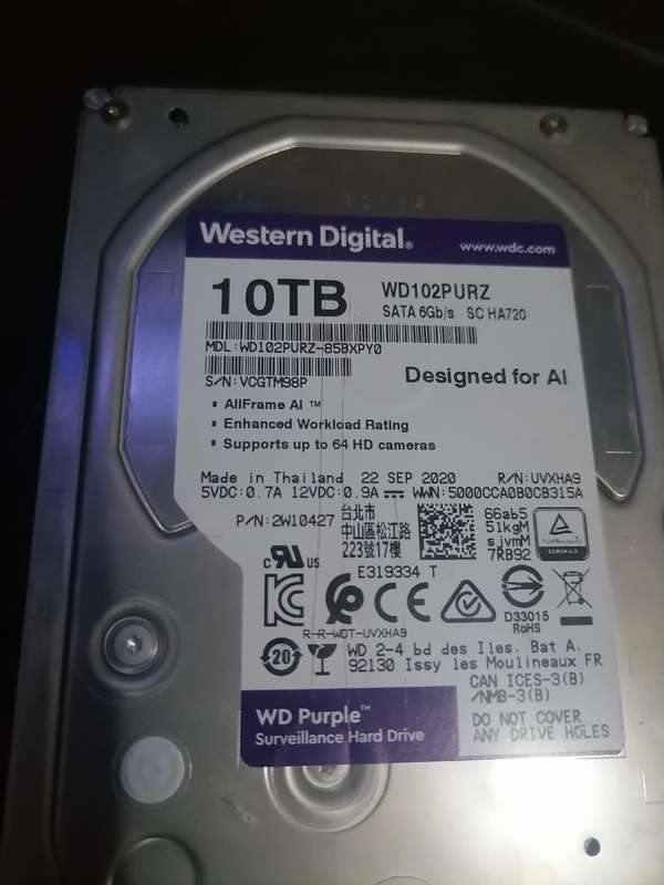 WD 10TB 3.5" SATA3 6.0Gbps Surveillance HDD - Purple