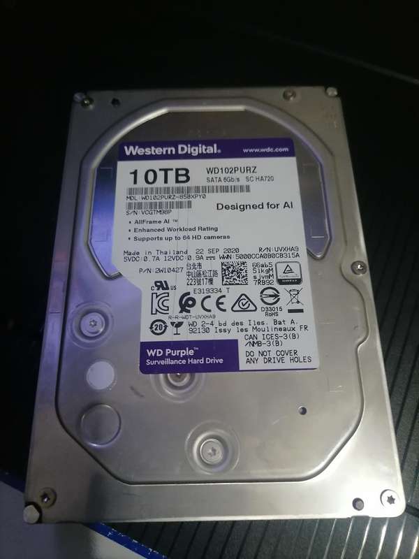 WD 10TB 3.5" SATA3 6.0Gbps Surveillance HDD - Purple