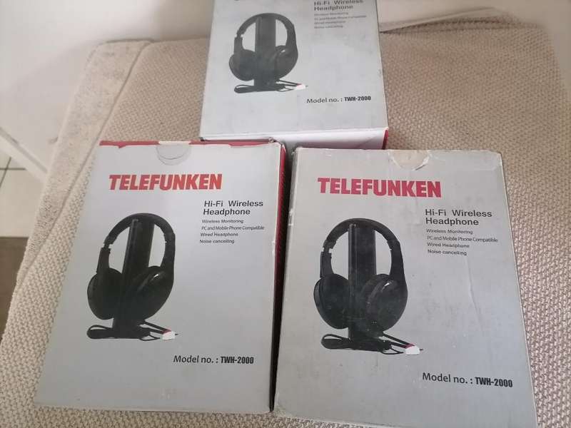 Lot of 3 x Telefunken DBLD TWH-2000 wireless TV Headphones