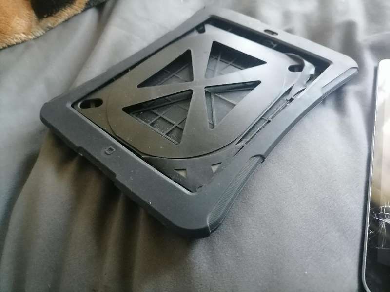 Apple iPad A1490 with pouch, front glass cracked. Sold as is.
