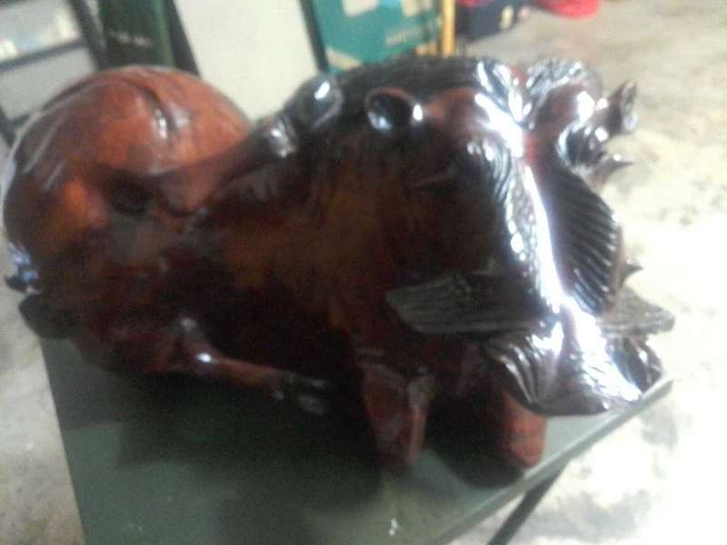 Wild boar hand carved