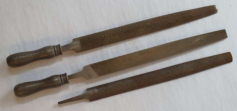 REDUCED: Set of 3 Antique Large Files, 2 With Unique Handles  Rare Famous Brands