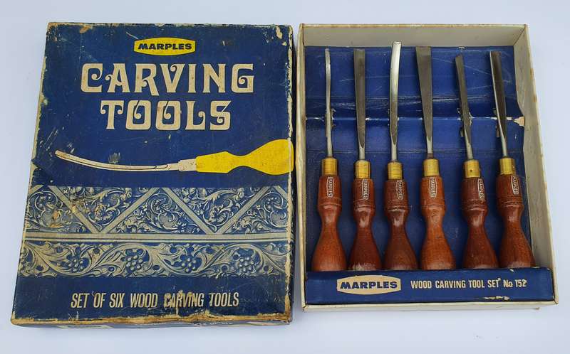 Vintage Set Of 6 Marples Carving Chisels / Tools  Original Box & Impeccable Condition