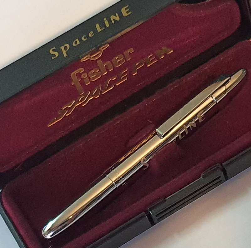 Vintage Fisher Chrome Bullet Space Pen in Box  Very Early & Rare Model