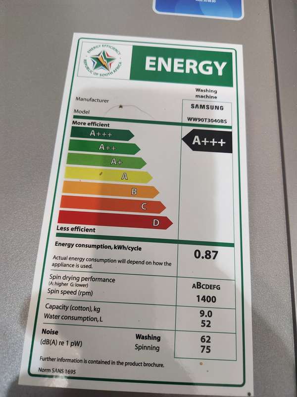 Samsung 9kg Front Loader, with Digital Inverter Motor, A+ + +  WW90T3040BS
