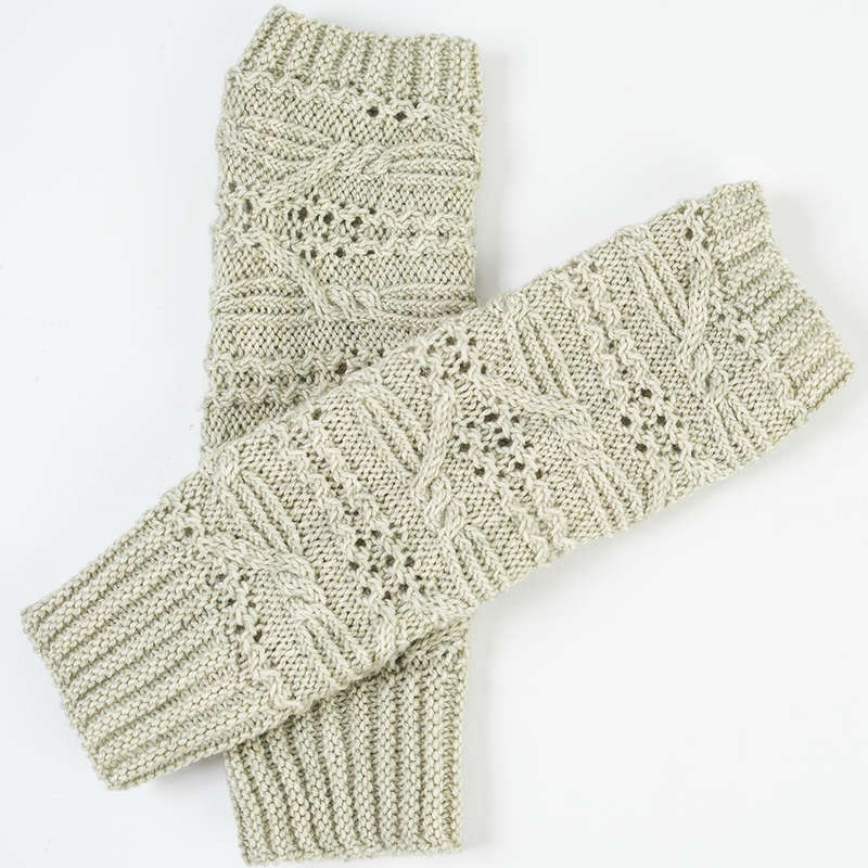 Sage green fingerless gloves (hand knit)