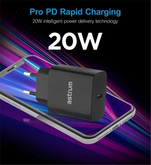 Astrum USB-C 20W Quick Wall Charger With Cable