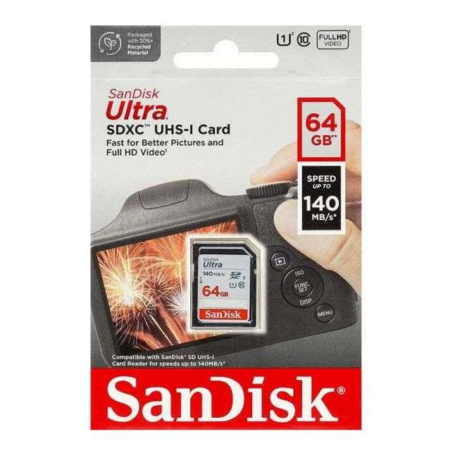 Sandisk 64GB Ultra SDXC Card - Class 10 140MB/s
