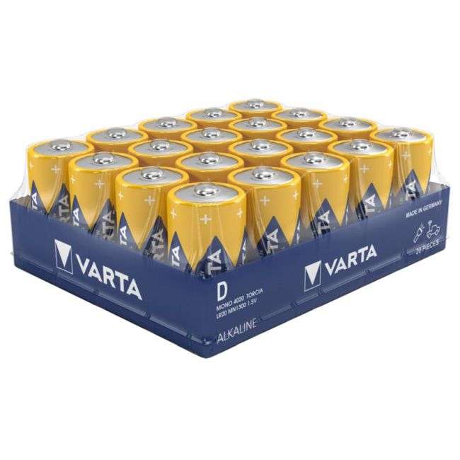 Varta Industrial Pro Size D LR20 Batteries Box of 20