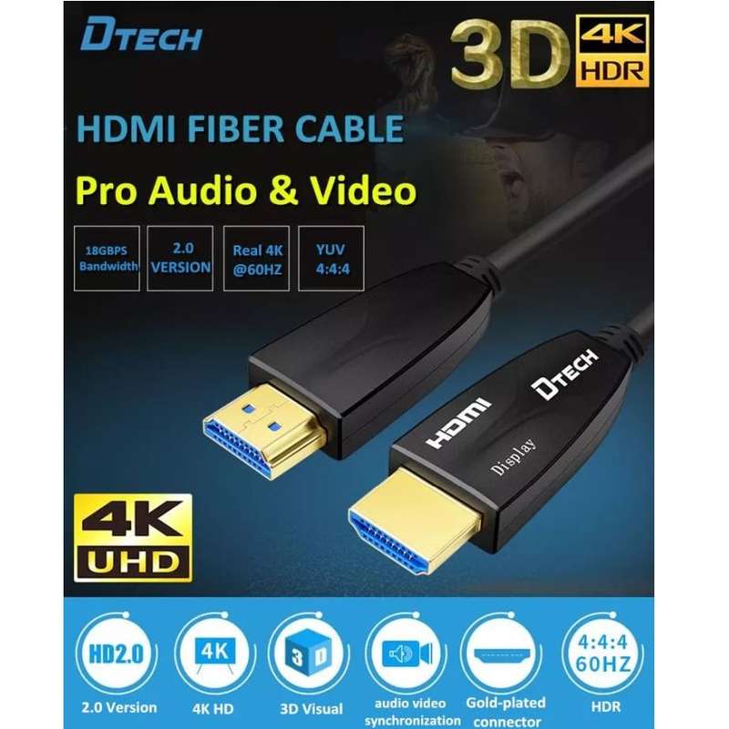 DTech 50m HDMI Fibre Optical Cable