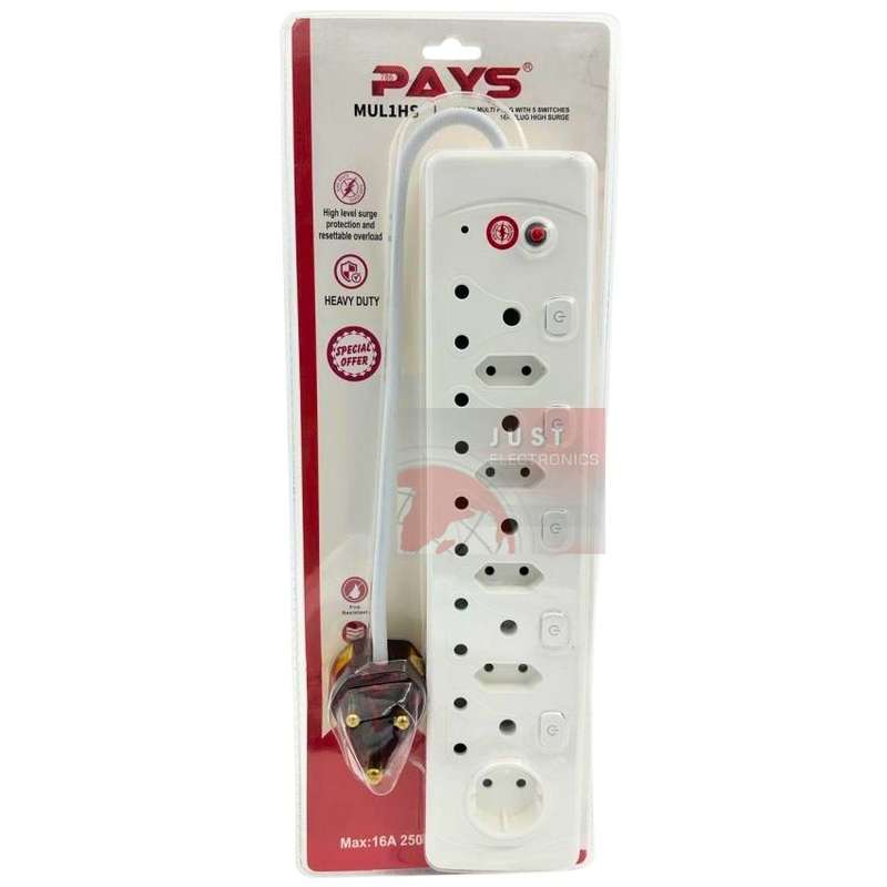 10 Way Multiplug with High Surge Protection & 5 Switches
