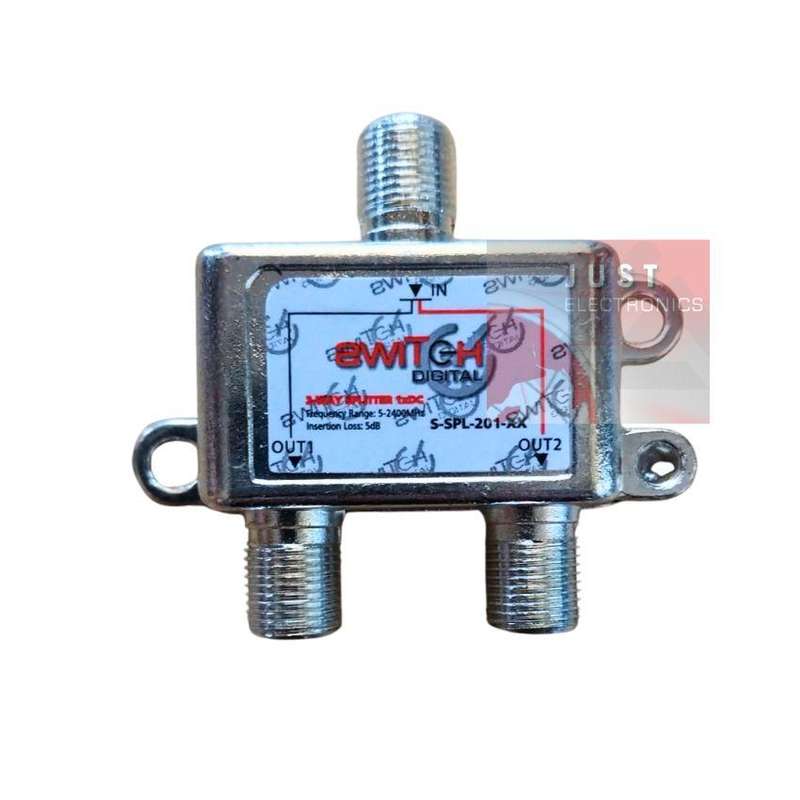 2 Way Satellite F Splitter With DC Power Pass