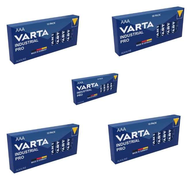 5 x Varta Industrial Pro AAA Batteries 10 Pack