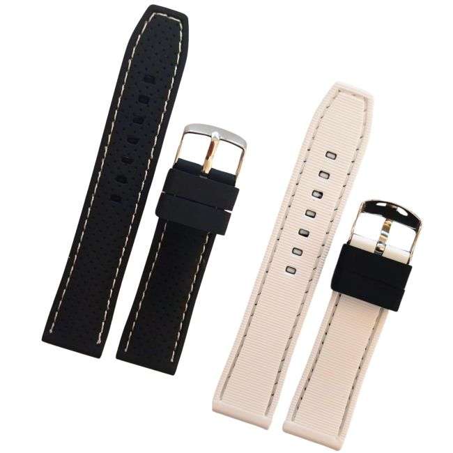 20mm Two-Colour Silicone Watch Strap Black & White - DEAL OF THE DAY