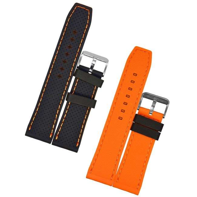 24mm Two-Colour Silicone Watch Strap Black & Orange