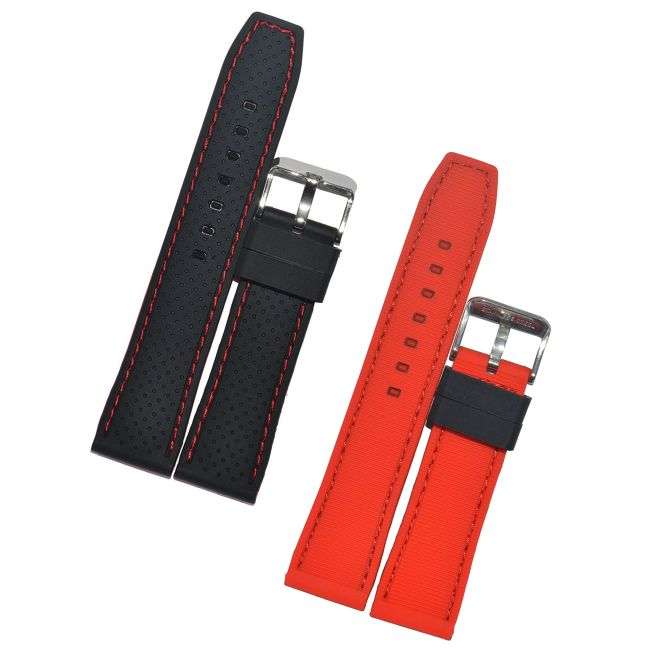 22mm Two-Colour Silicone Watch Strap Black & Red