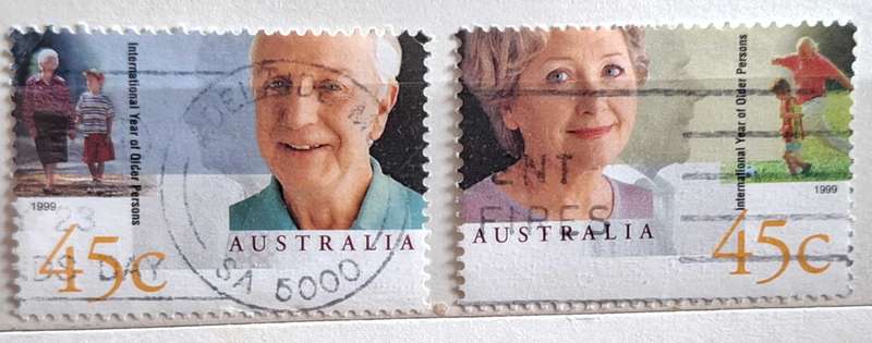 Australia 1999 Celebrating Long Life International Year of Older Persons Set of 2 Used Hinged stamps