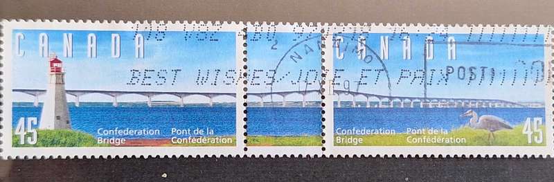 Canada 1997 Confederation Bridge Used Hinged Se-tenant pair with tab between
