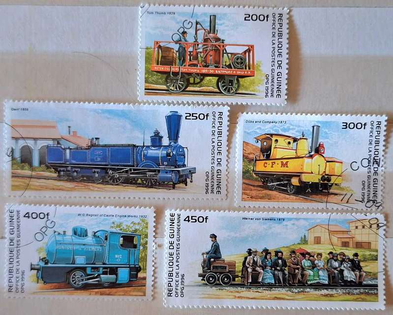 Republic of Guinea 1996 Locomotives Trains 5 Used stamps