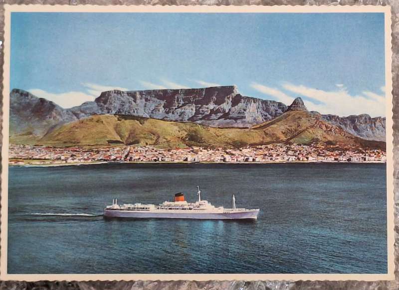 Post Card Pendennis Castle with Cape Town background with Jamestown St Helena 74 Cancellation