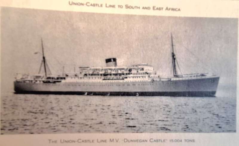 Ship's Card Union Castle Line to South and East Africa mv Dunvegan Castle