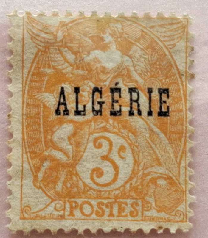 Algeria 1924-1926 Definitives French 3c Stamp Overprinted  1 Unused stamp