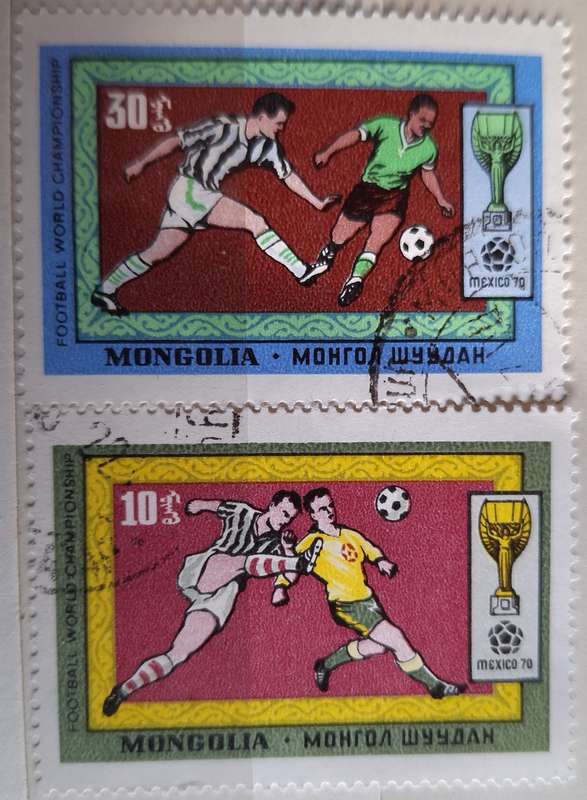 Mongolia 1970 Soccer FOOTBALL World Cup 2 Used Hinged stamps from Set of 7