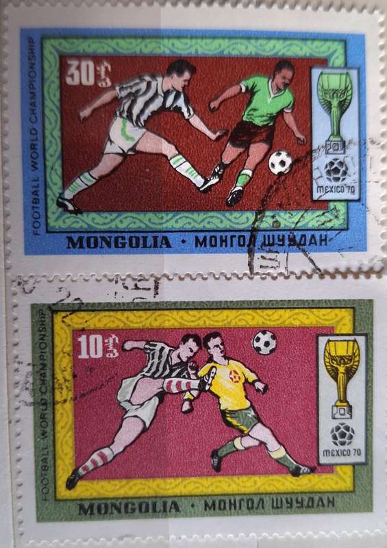 Mongolia 1970 Soccer FOOTBALL World Cup 2 Used Hinged stamps from Set of 7