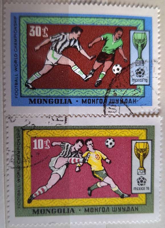 Mongolia 1970 Soccer FOOTBALL World Cup 2 Used Hinged stamps from Set of 7