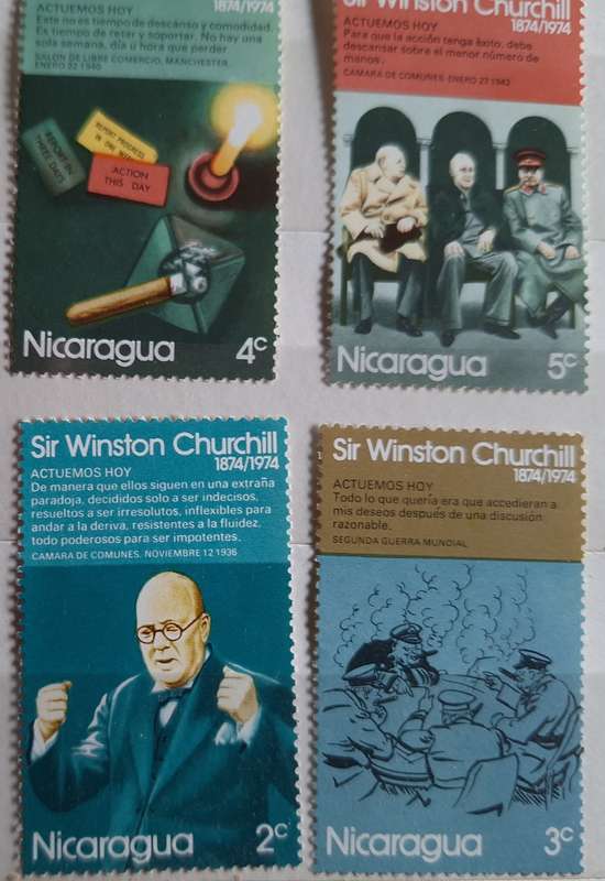 Nicaragua 1974 Winston Churchill 4 Mint stamps from set of 7