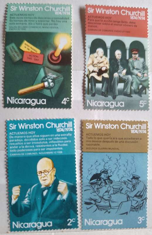Nicaragua 1974 Winston Churchill 4 Mint stamps from set of 7