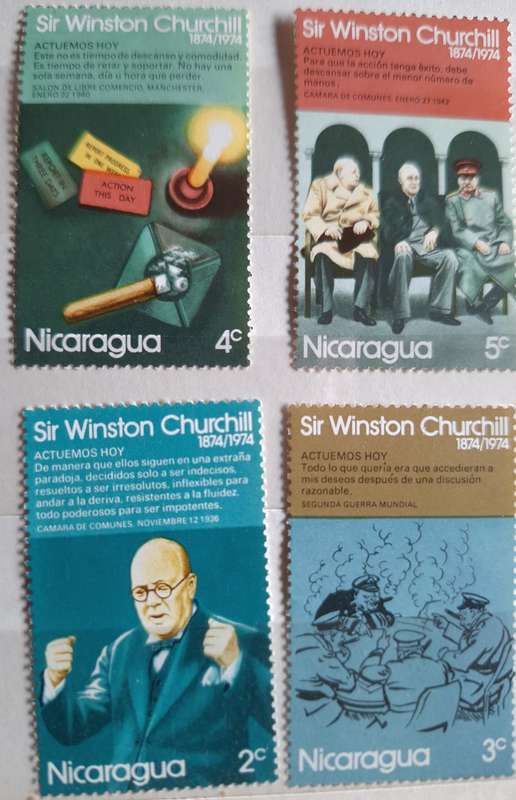 Nicaragua 1974 Winston Churchill 4 Mint stamps from set of 7