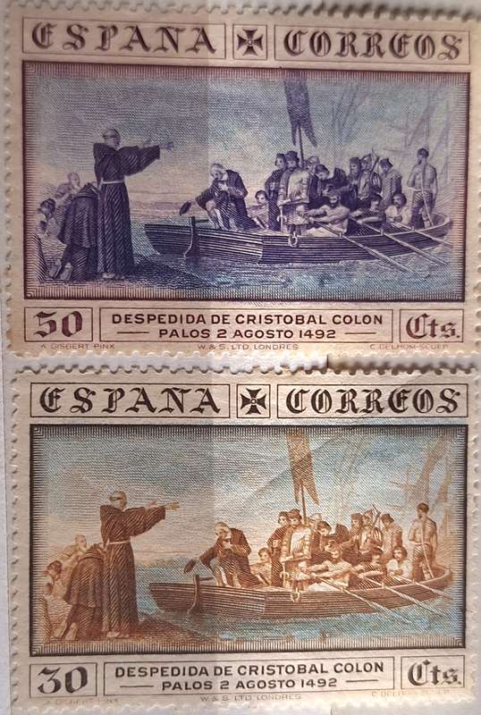 Spain 1930 Spain  Columbus leaving Palos 2 Unused stamps from Columbus Set