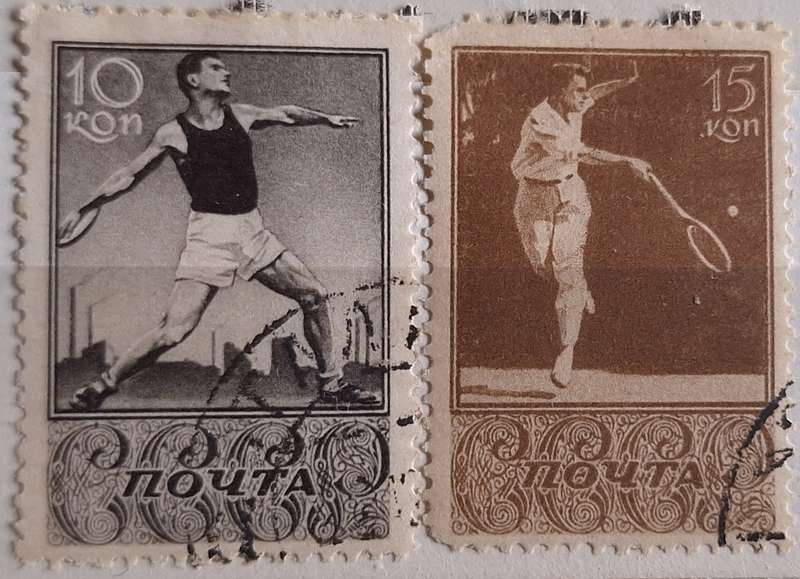 Russia Soviet Union 1938 Sports 2 Cancelled Hinged stamps from Set of 8
