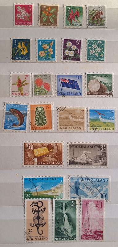New Zealand 1960 Pictorials Set of 23 Used some Previously Hinged stamps