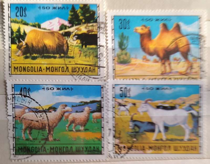 Mongolia 1971 Animal Breeding 4 Used stamps from Set of 7
