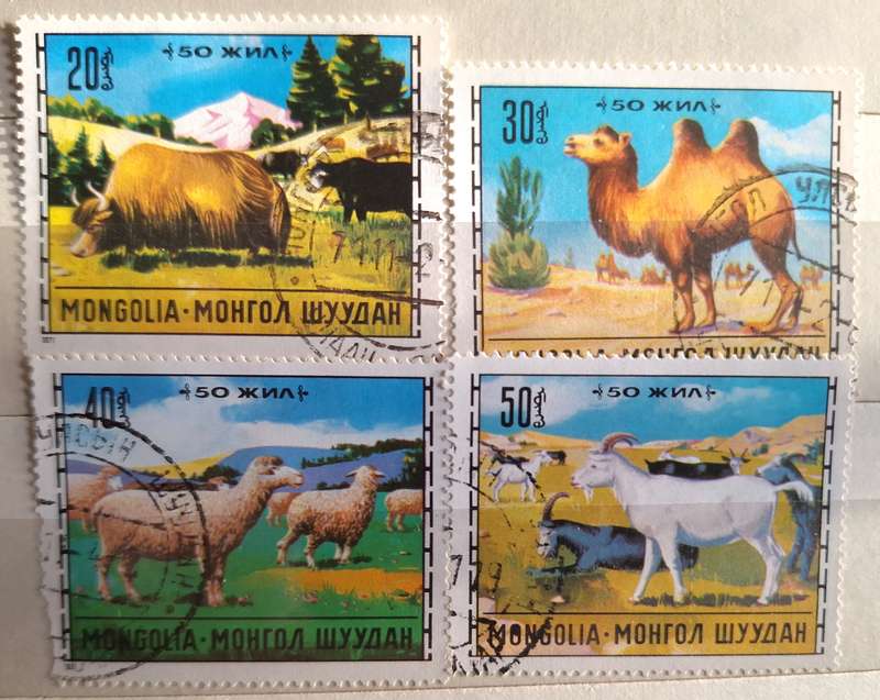 Mongolia 1971 Animal Breeding 4 Used stamps from Set of 7