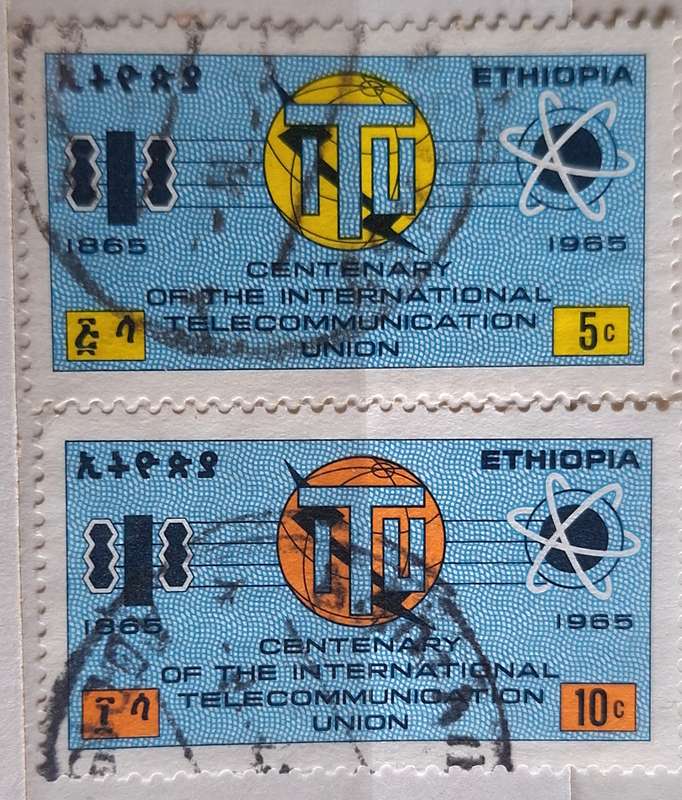 Ethiopia 1965 ITU Centenary 2 Used stamps from Set of 3