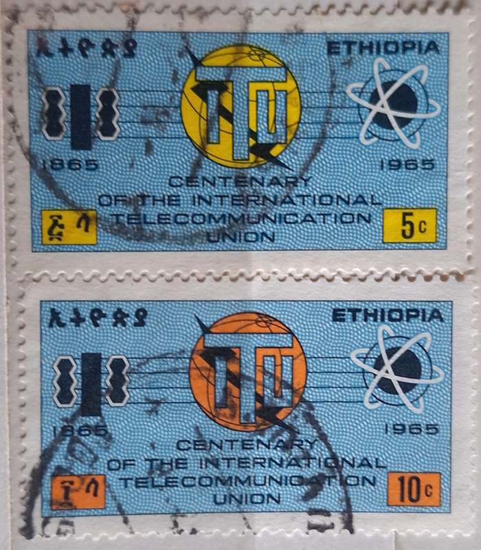 Ethiopia 1965 ITU Centenary 2 Used stamps from Set of 3