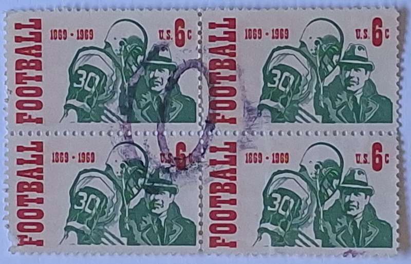 USA 1969 Football Block of 4 Used stamps